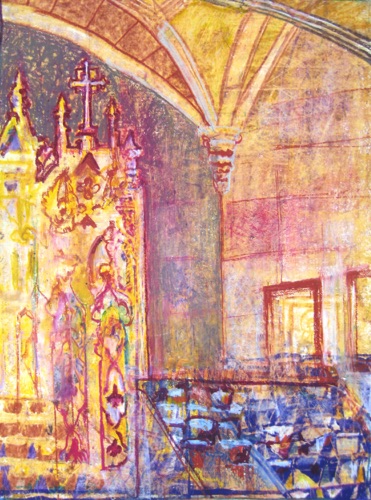 Shrine, St Patrick's Cathedral (sold); 
Oil Pastel/Paper, 2015; 
24 x 18 in.